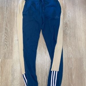 Adidas Blue and Tan Joggers with Tapered Fit